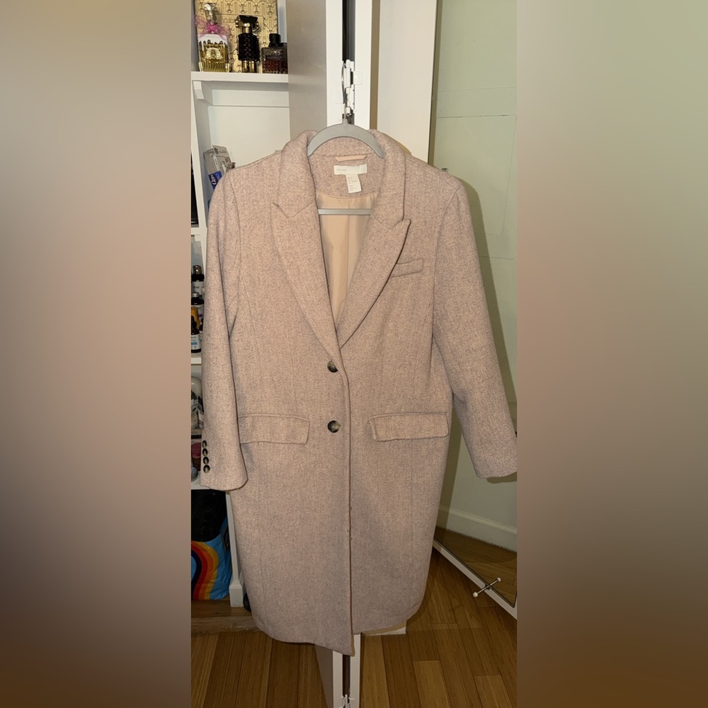 H&M Women's Wool Blend Coat in Soft Pink